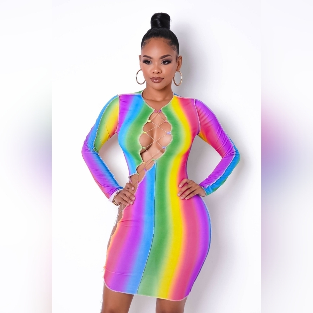 NEW! Multicolor Long Sleeve Dress